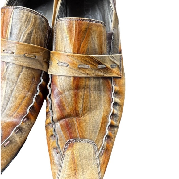 Men's Aldo Brown Italian Leather slip on dress Loafers - Picture 3 of 8